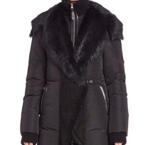 LIKE NEW! Women's Mackage Adora Down Puffer Coat w/Real Fur Collar, Black S